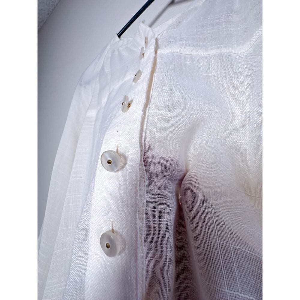 Free People Ivory Button Up High Low Tunic Embroidered Cutout Back M - Picture 6 of 14